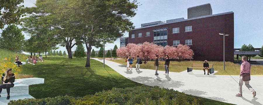 Campus illustration with additional green space